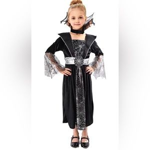 Girl's Vampire Costume, Dark Spider Witch Halloween Costume Large 12-14 Yrs NEW